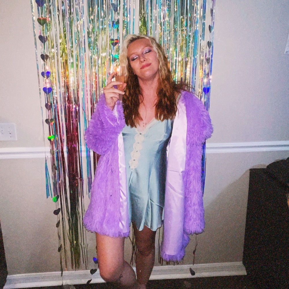 Taylor Swift Lavender Haze faux fur jacket